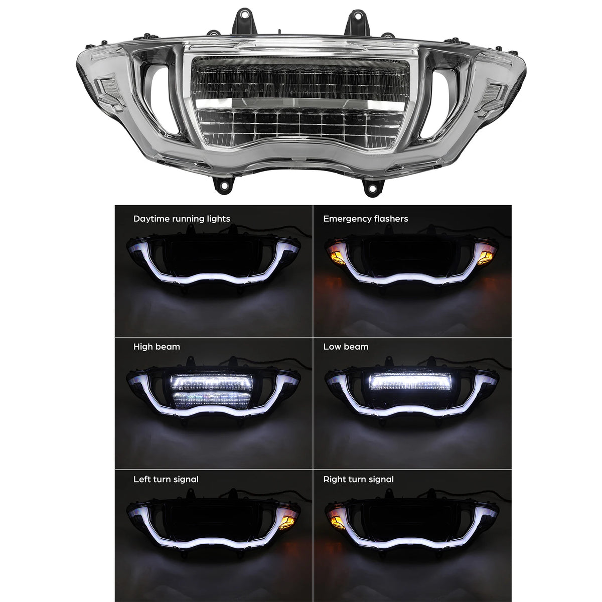 Phare LED avant noir TCMT monté sur une Harley-Davidson CVO Road Glide - vue 3