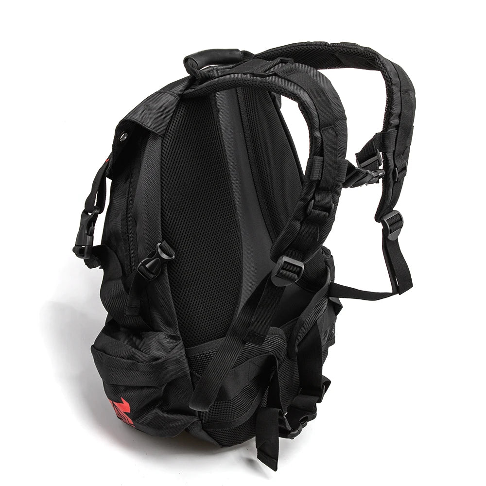 Sac à dos moto noir imperméable avec filet porte-casque - vue 4