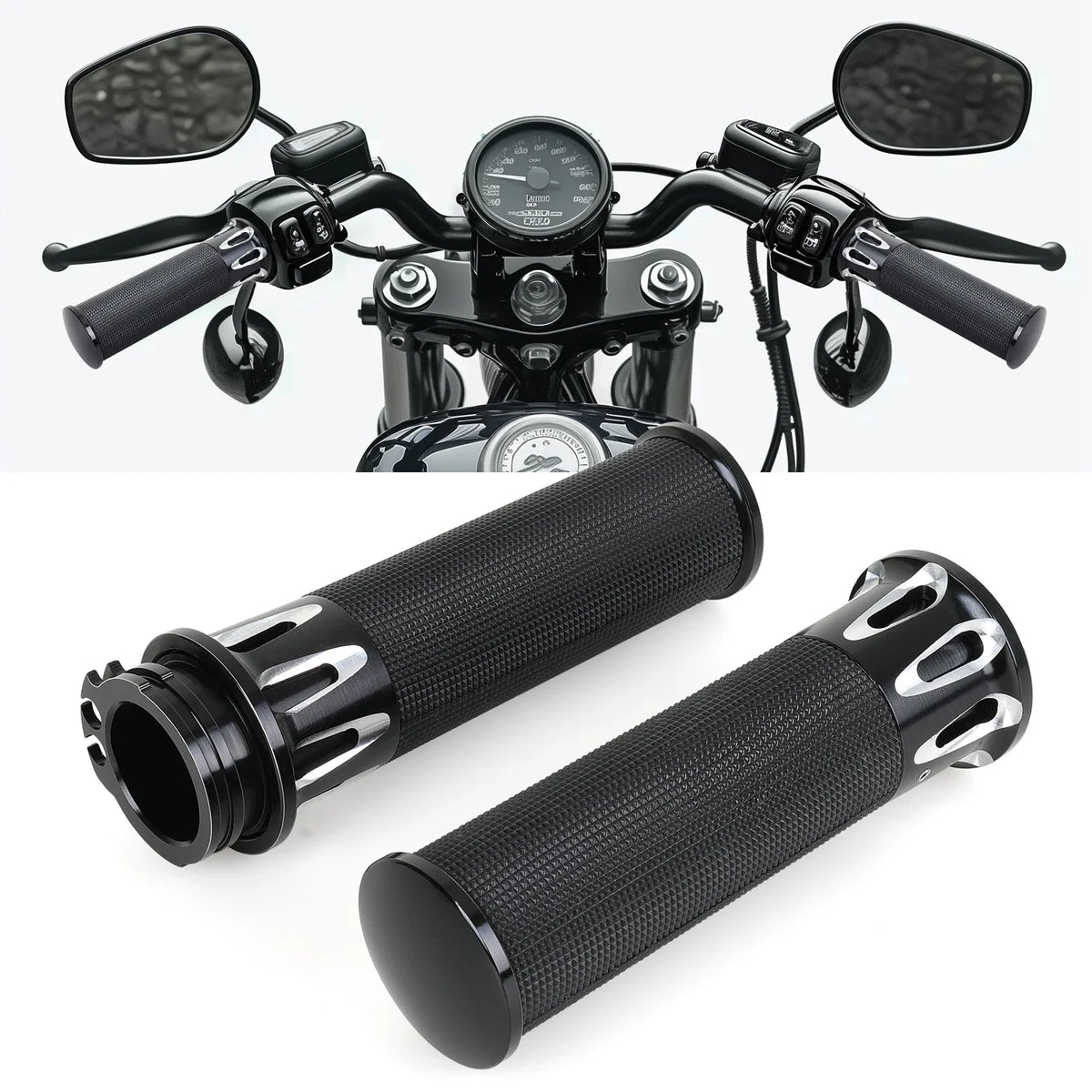 Poignées de guidon 1 po pour Harley Touring / Softail / Dyna / Sportster - vue 1