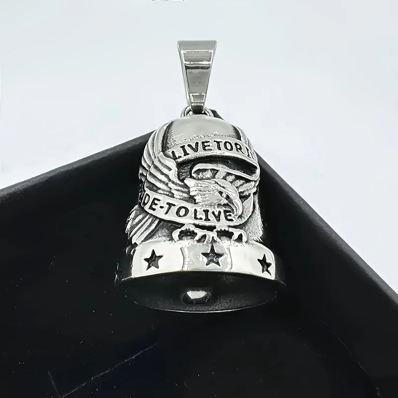 Porte-clés grelot argenté à motif aigle - vue 5