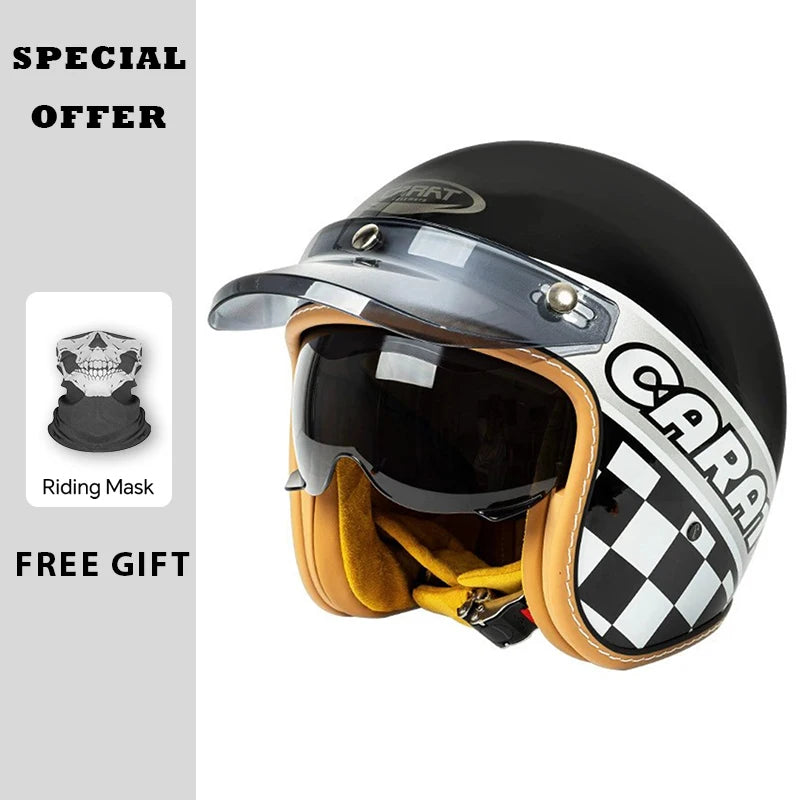 Casque jet moto noir à visage ouvert - vue de trois quarts - vue 6