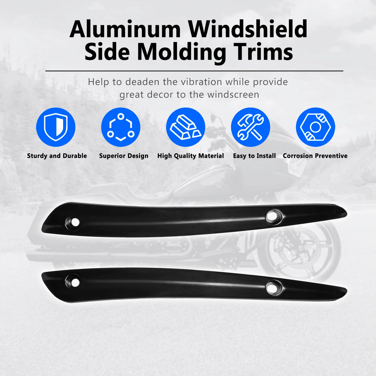 Garniture latérale en aluminium stabilisant le pare-brise d'une moto Harley-Davidson - vue 6