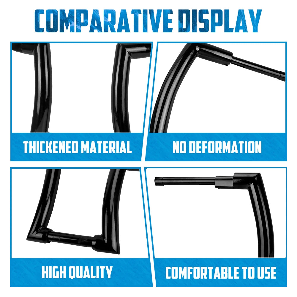 Guidon ape hanger fat bar pour Harley Softail, Dyna, Sportster et Touring - vue 3