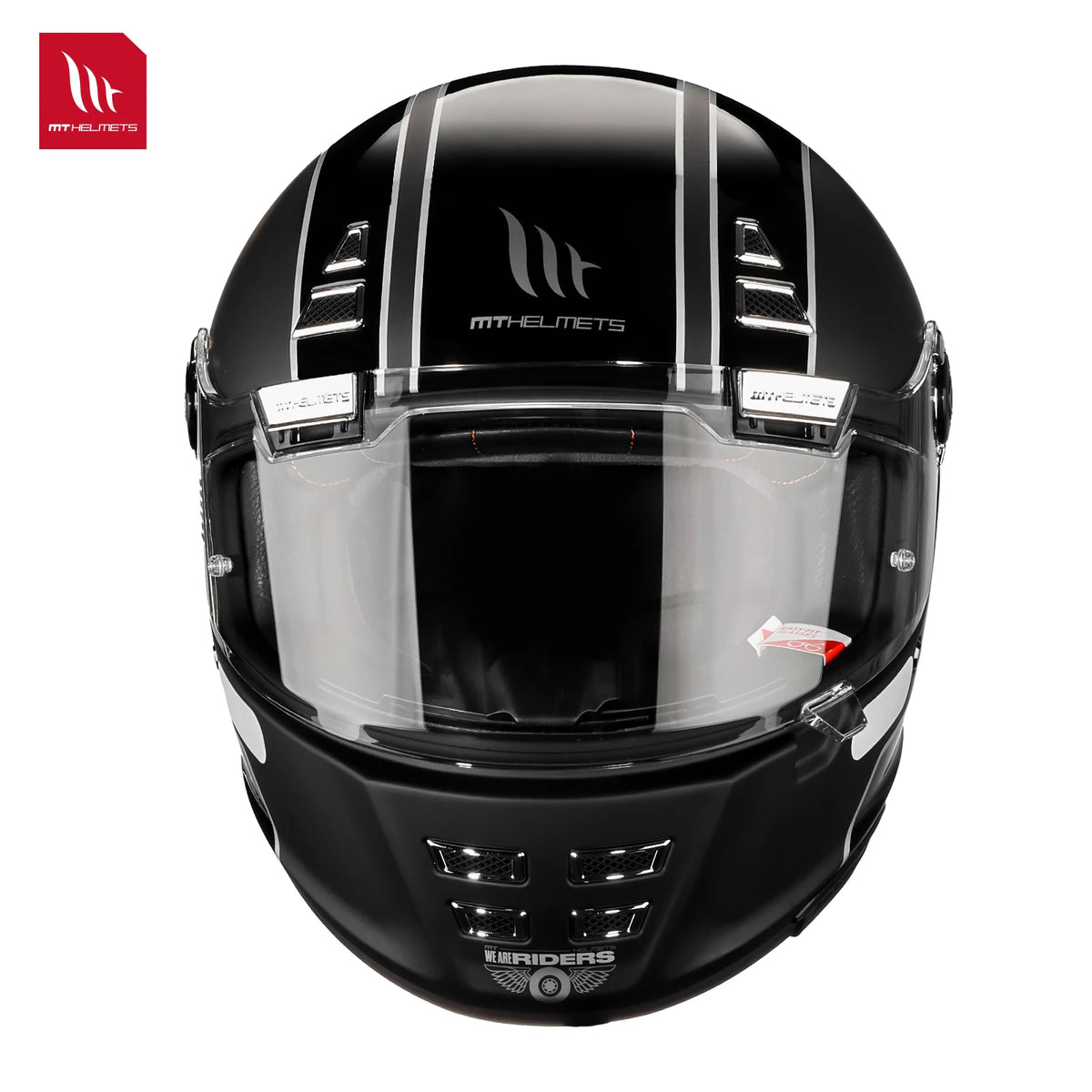 Casque moto intégral rétro noir - vue de face - vue 4