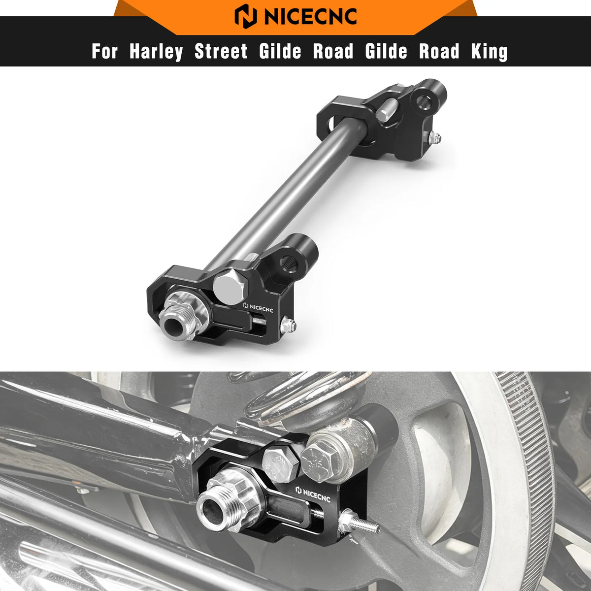 Kit Tendeur d'Essieu Arrière CNC pour Harley Street Glide, Road Glide, Road King – photo 1/7