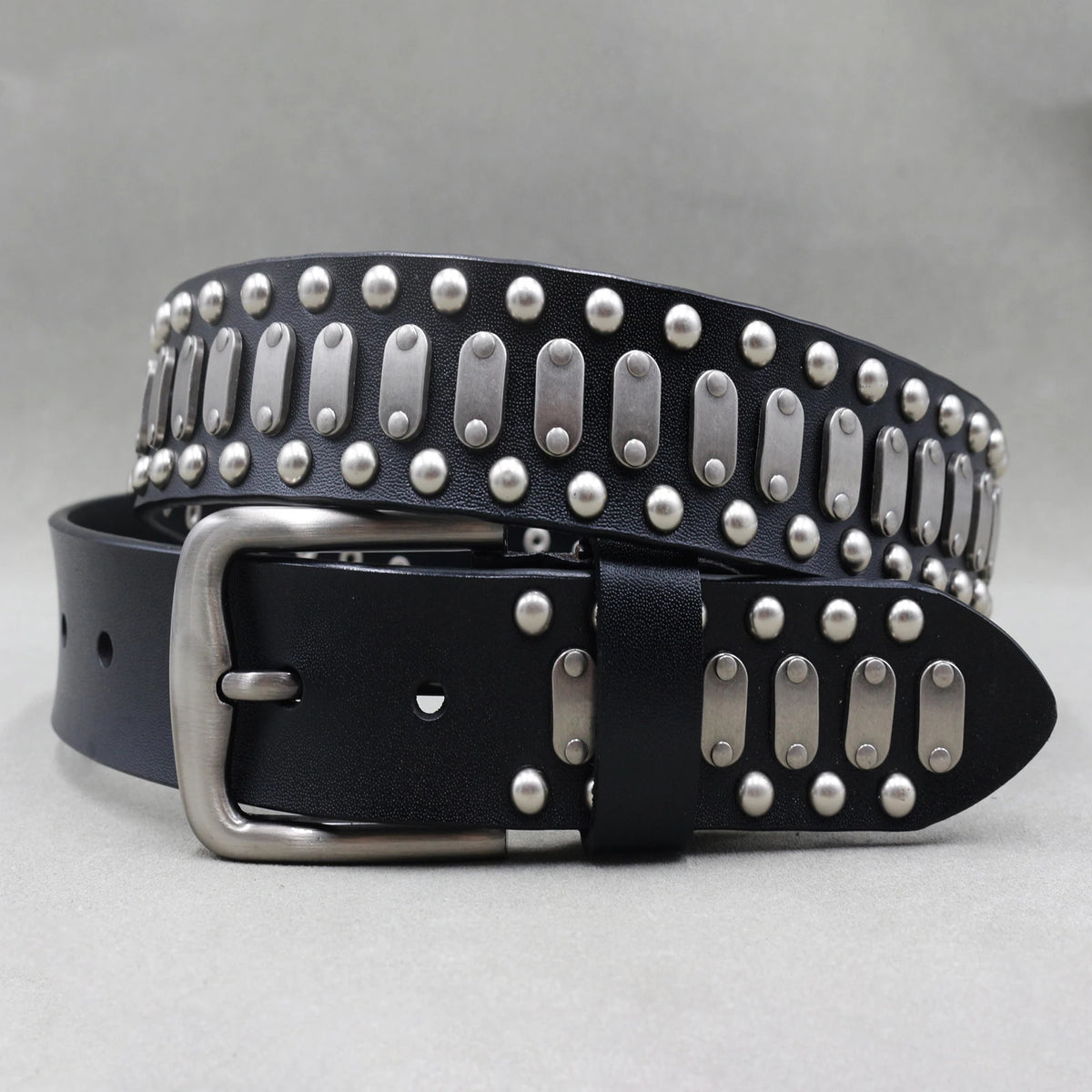 Ceinture en cuir véritable cloutée style rock - vue 15