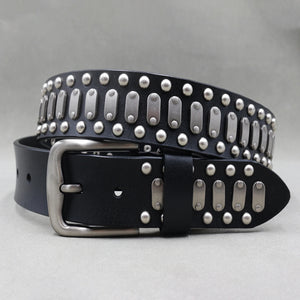Ceinture en cuir véritable cloutée style rock - vue 15