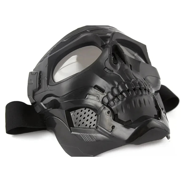 Masque intégral tête de squelette avec lunettes de protection pour moto - vue 4
