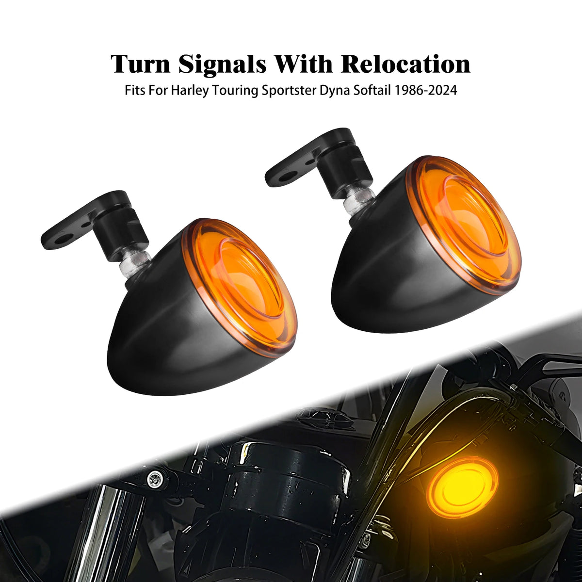 Paire de clignotants LED bullet noirs avec kit de déport pour Harley-Davidson - vue 8