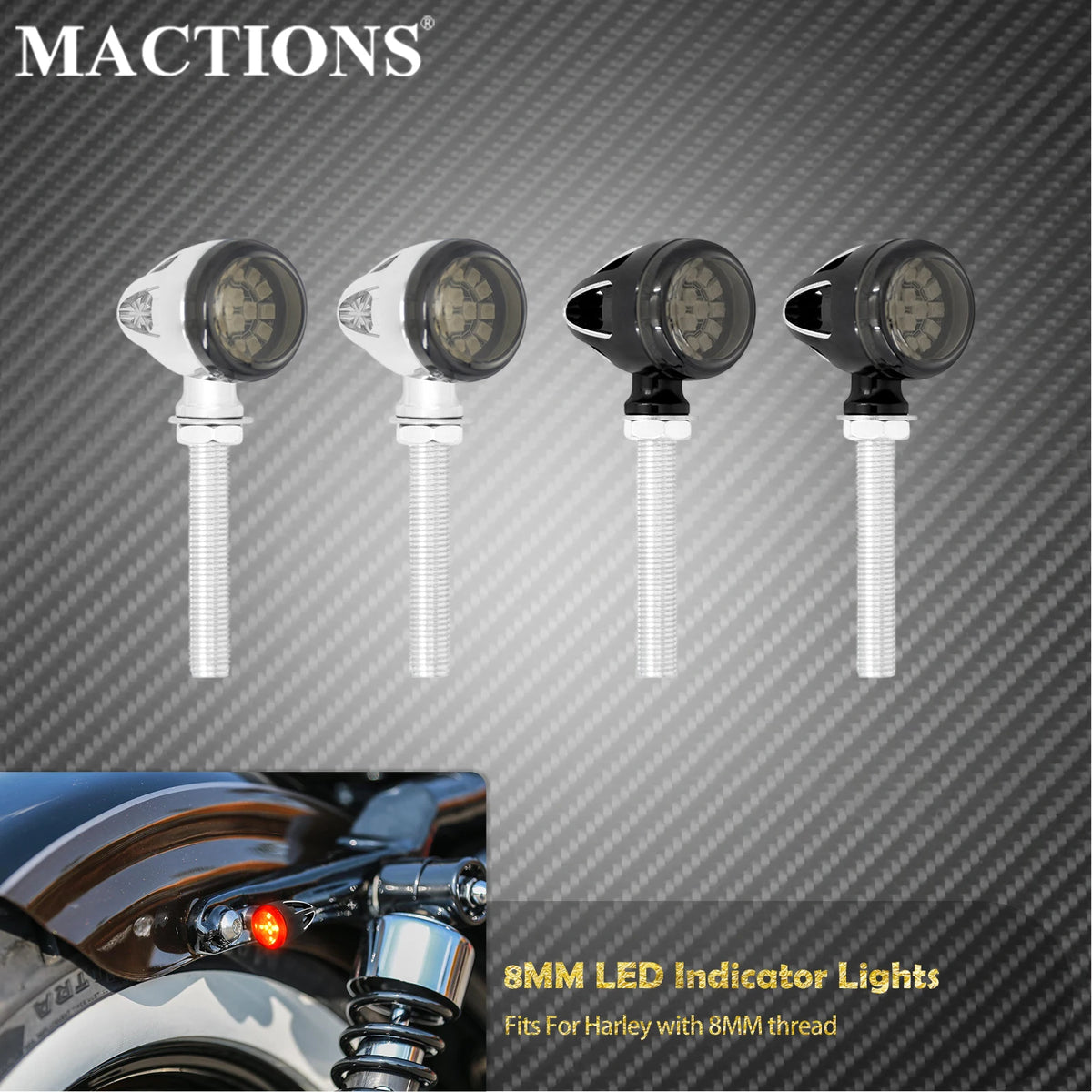 Clignotants/feux stop LED universels style bullet - Harley Softail, Touring, Dyna, Sportster XL 883, 1200 – photo 1/8