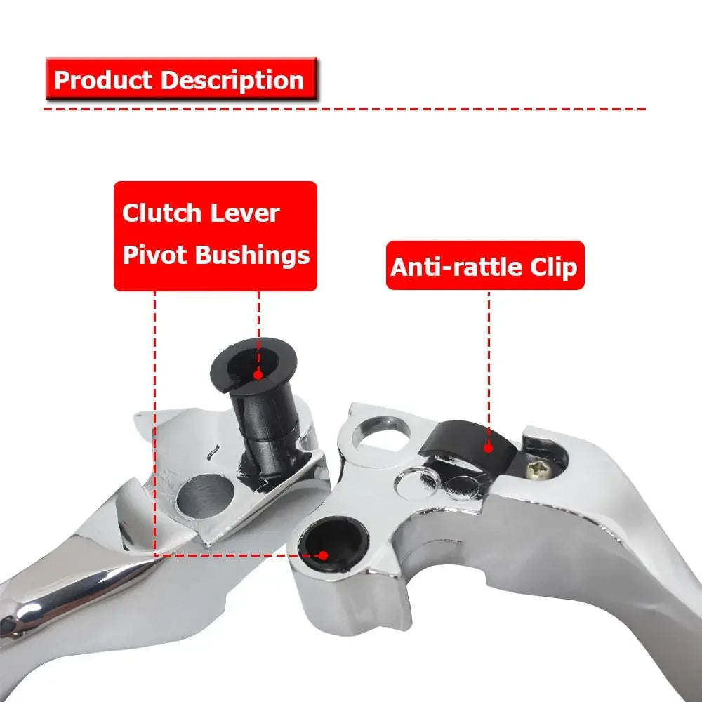 Leviers de frein et d'embrayage ajourés pour Harley Sportster, Dyna, Softail et Touring - vue 4