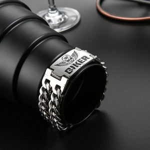 Bracelet chaîne acier inoxydable style biker - vue produit - vue 3