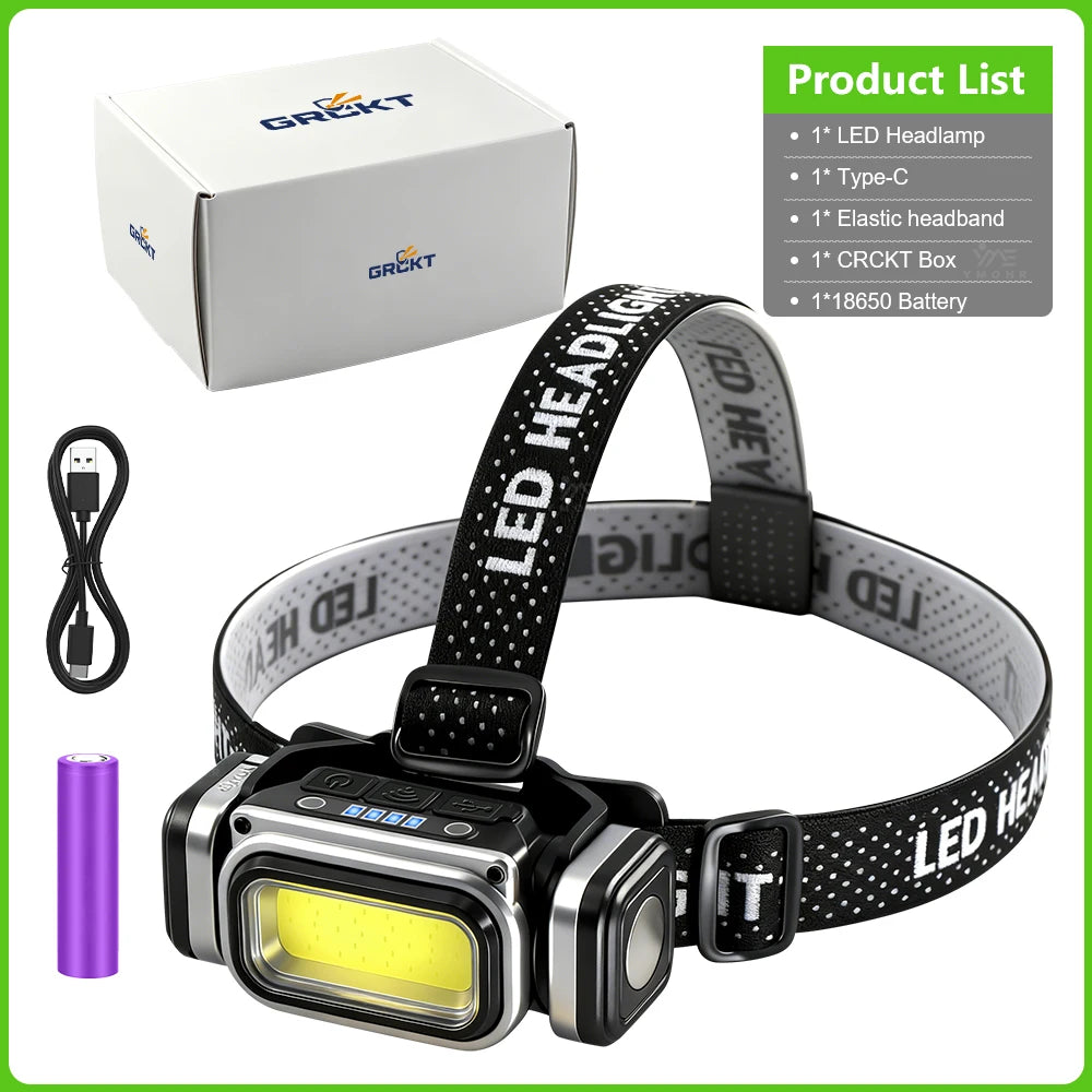 Lampe frontale LED COB 30W rechargeable, détecteur de mouvement, batterie 18650 – photo 10/10