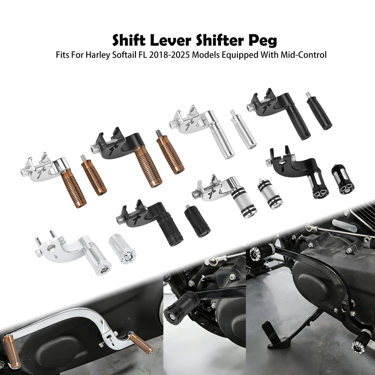 Levier de sélecteur de vitesse en aluminium pour Harley-Davidson Softail - vue 1