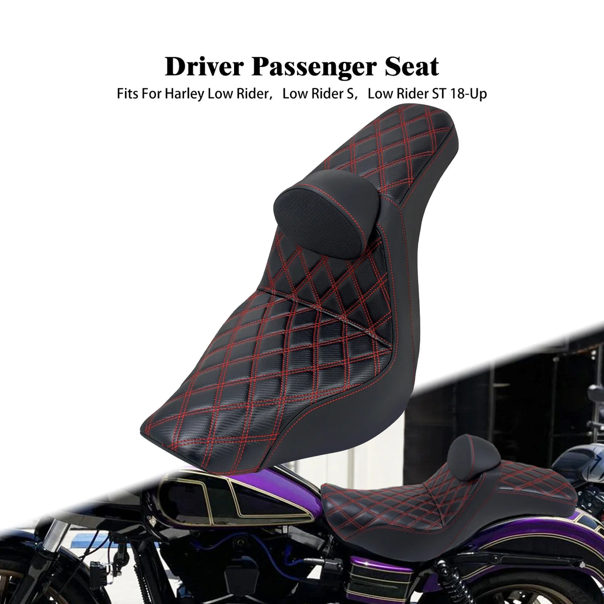 Selle biplace avec dossier pour moto Harley-Davidson Softail Low Rider - vue 9