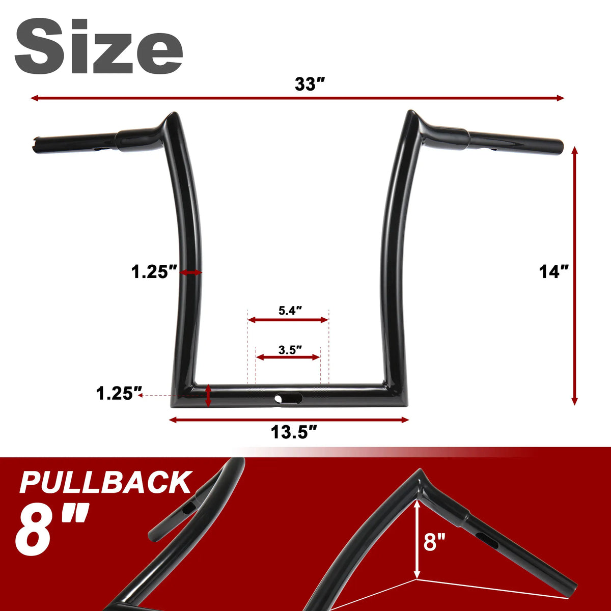 Guidon Ape Hanger Meathook 1,25" pour bagger - Harley-Davidson Road Glide 2015-2023 – photo 7/8