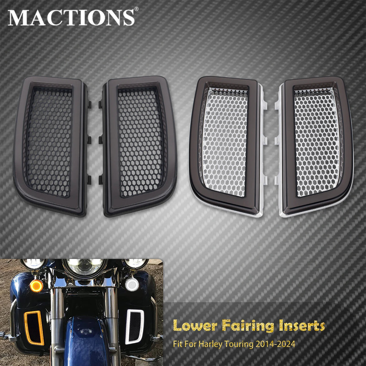 Feux LED d'insert de carénage inférieur (position/clignotant) pour Harley Touring Ultra Limited, Street Glide, Road Glide... - vue 1