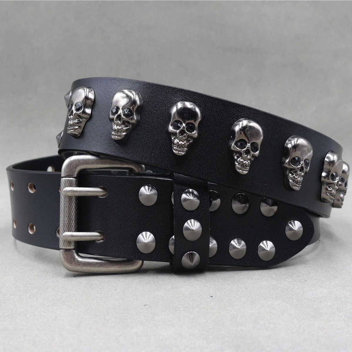 Ceinture en cuir véritable cloutée style rock - vue 5