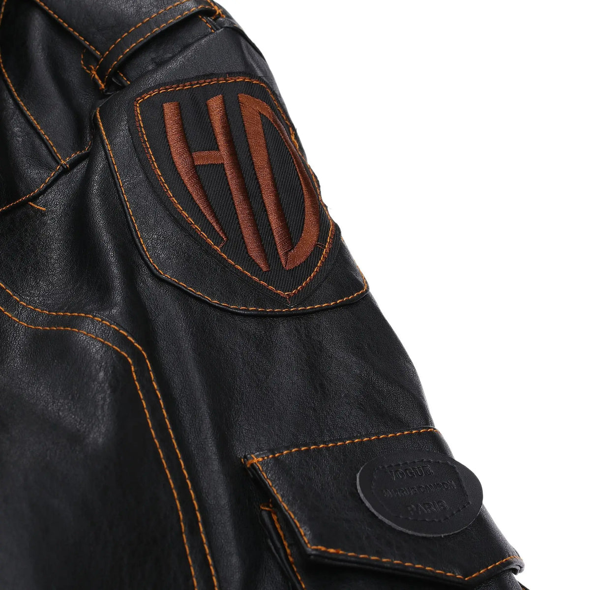 Blouson moto homme en cuir noir coupe slim - vue de face - vue 5