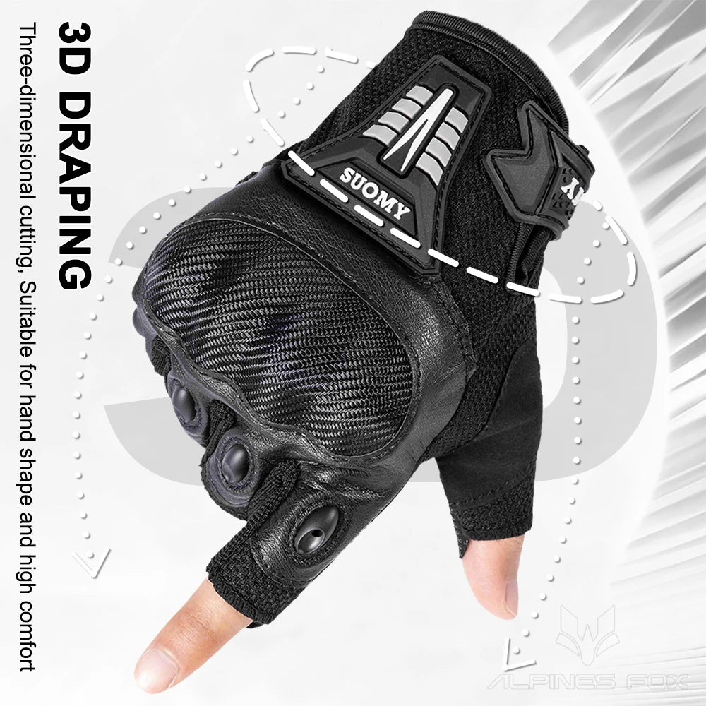 Gants moto mi-doigts noirs - vue de face - vue 5