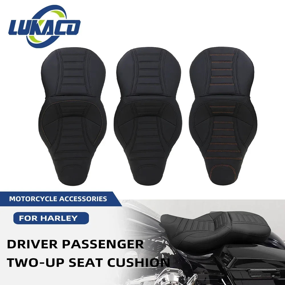 Selle biplace en similicuir pour Harley-Davidson Touring (Road King, Street Glide, Electra Glide)