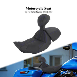 Selle biplace noire avec dossier pour Harley-Davidson Touring - vue 7