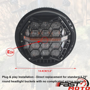 Phare LED rond noir pour moto Harley-Davidson V-Rod - vue 4