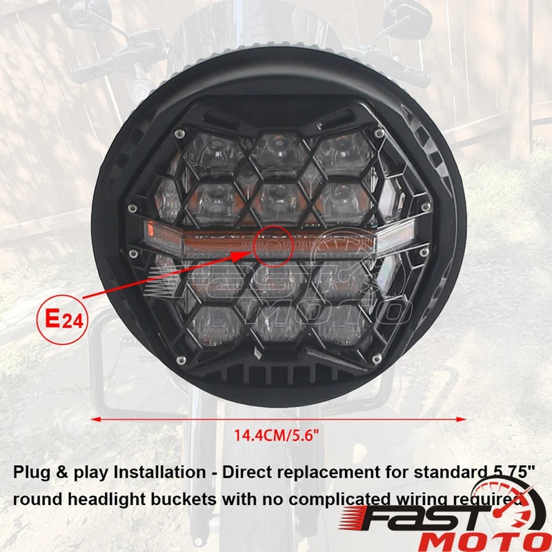 Phare LED rond noir pour moto Harley-Davidson V-Rod - vue 4