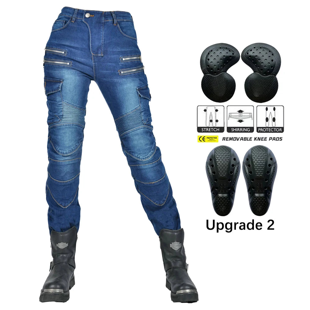 Pantalon moto femme double zip, protections genoux et hanches - vue 11