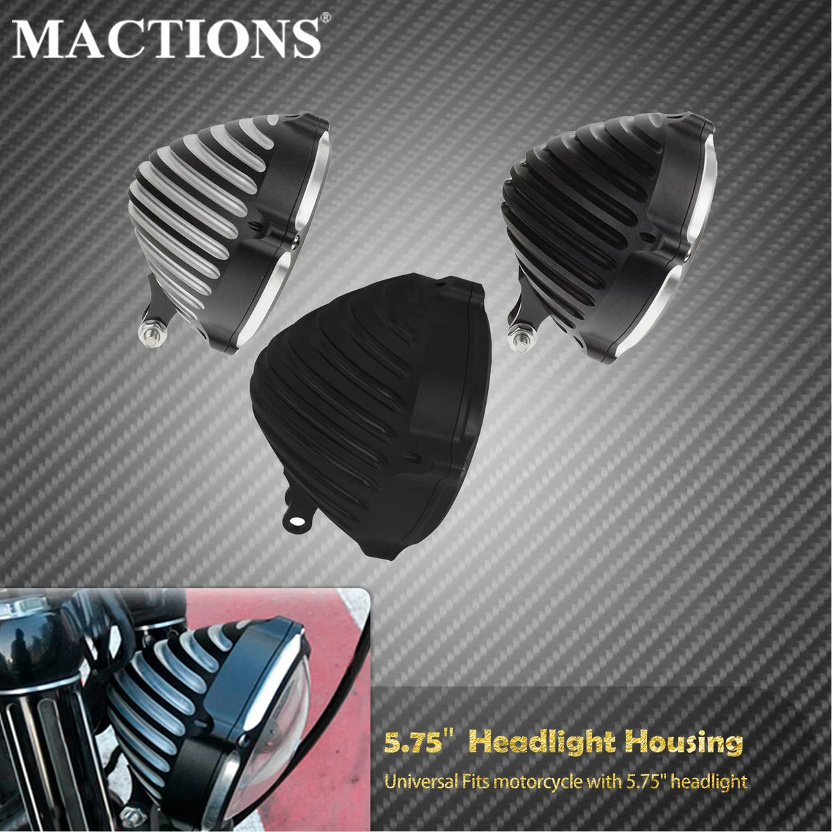 Carter/Cache de Phare 5,75" avec Support de Fixation Basse - Harley-Davidson Sportster, Dyna, Softail – photo 1/9