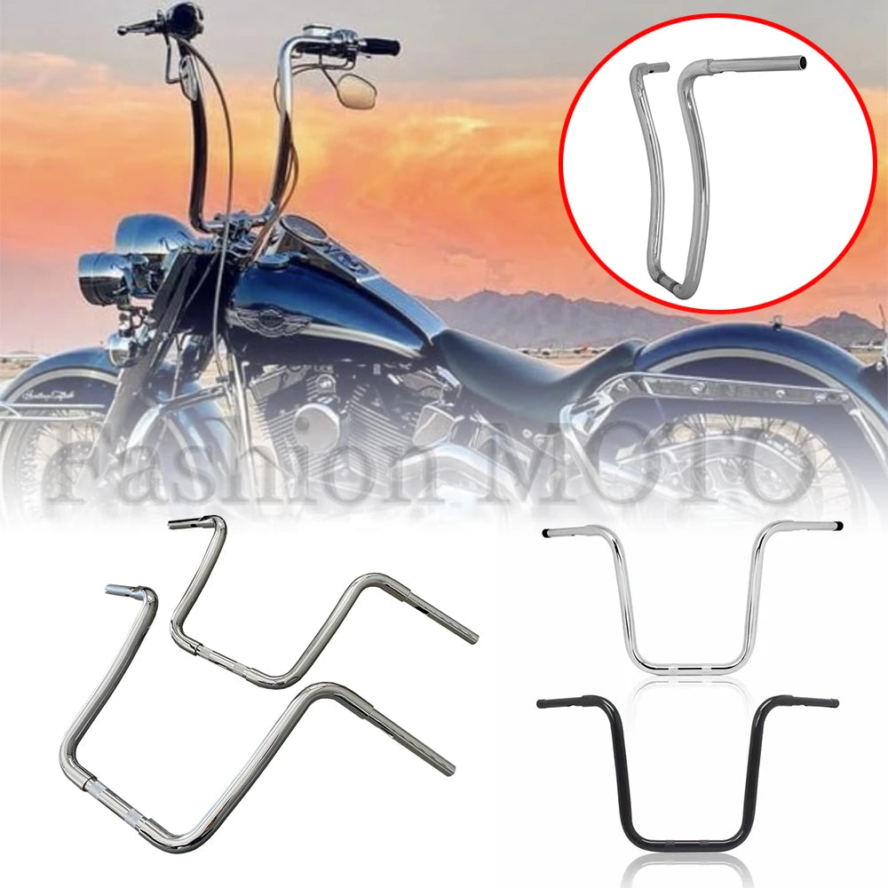 Guidon ape hanger 14 à 18 pouces pour Harley Softail, Dyna, Sportster et Road King - vue 1