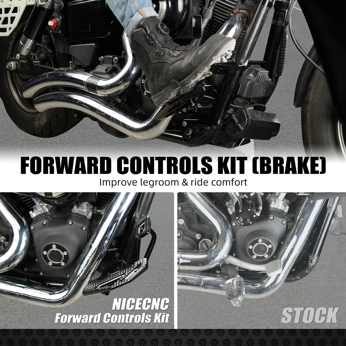 Kit commandes avancées et repose-pieds conducteur en aluminium 6061 et inox pour Harley-Davidson Dyna Street Bob FXDB 2006-2017, Low Rider FXDL, Fat Bob, Super Glide, Switchback FLD – photo 2/9