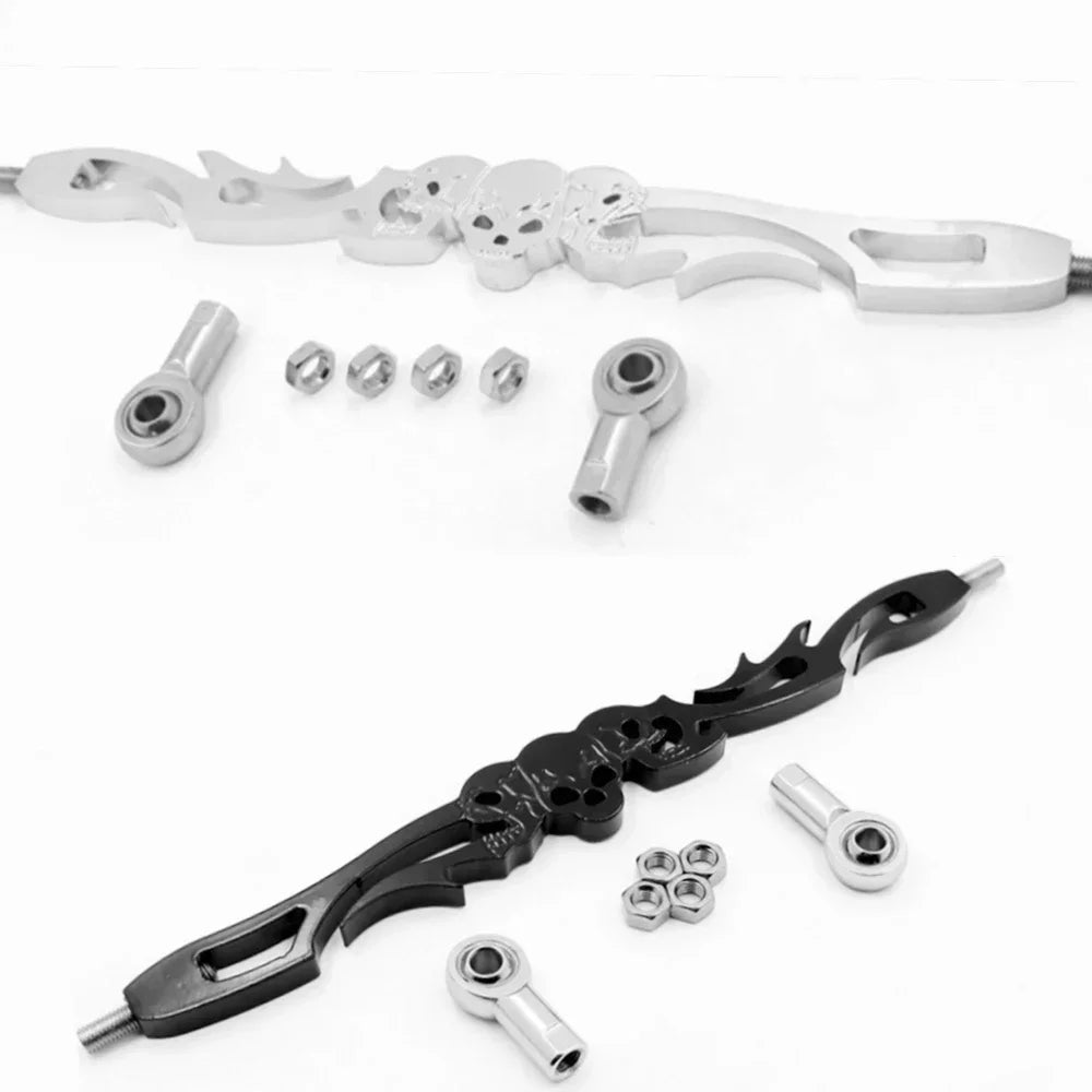 Tringlerie de sélecteur chromée motif tête de mort - Harley Softail, Dyna Wide Glide, Touring – photo 1/8