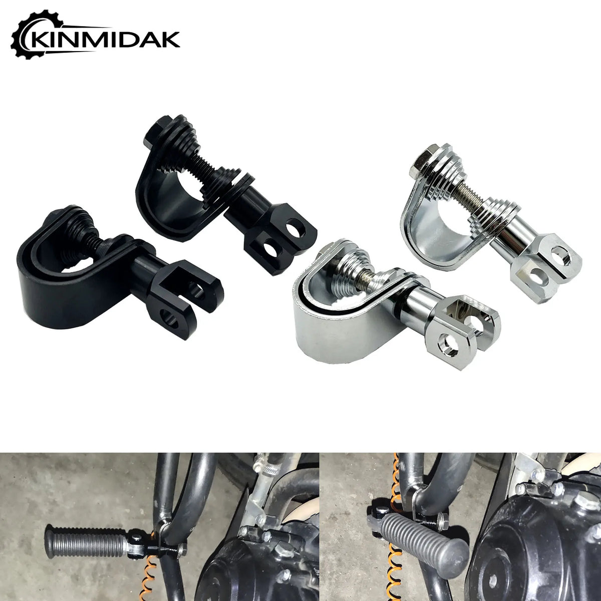 Repose-pieds highway avec colliers de fixation 25-32mm pour barre de protection moteur - Harley-Davidson Touring, Dyna, Softail, Sportster – photo 1/6