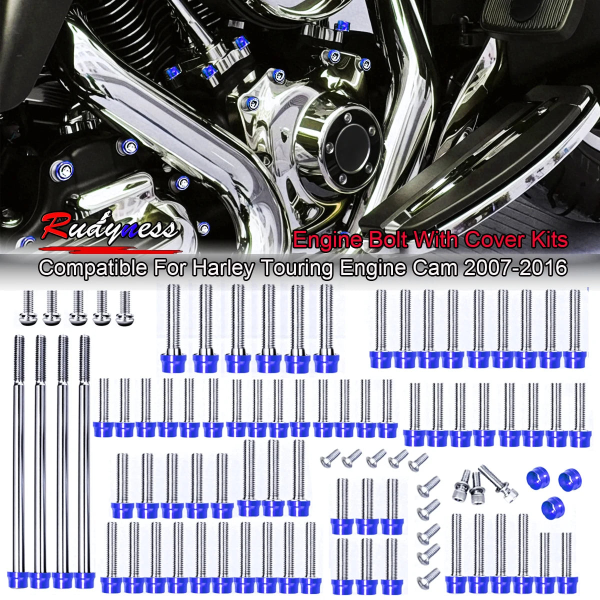 Kit de boulons et caches colorés pour moteur Harley Touring - vue 8