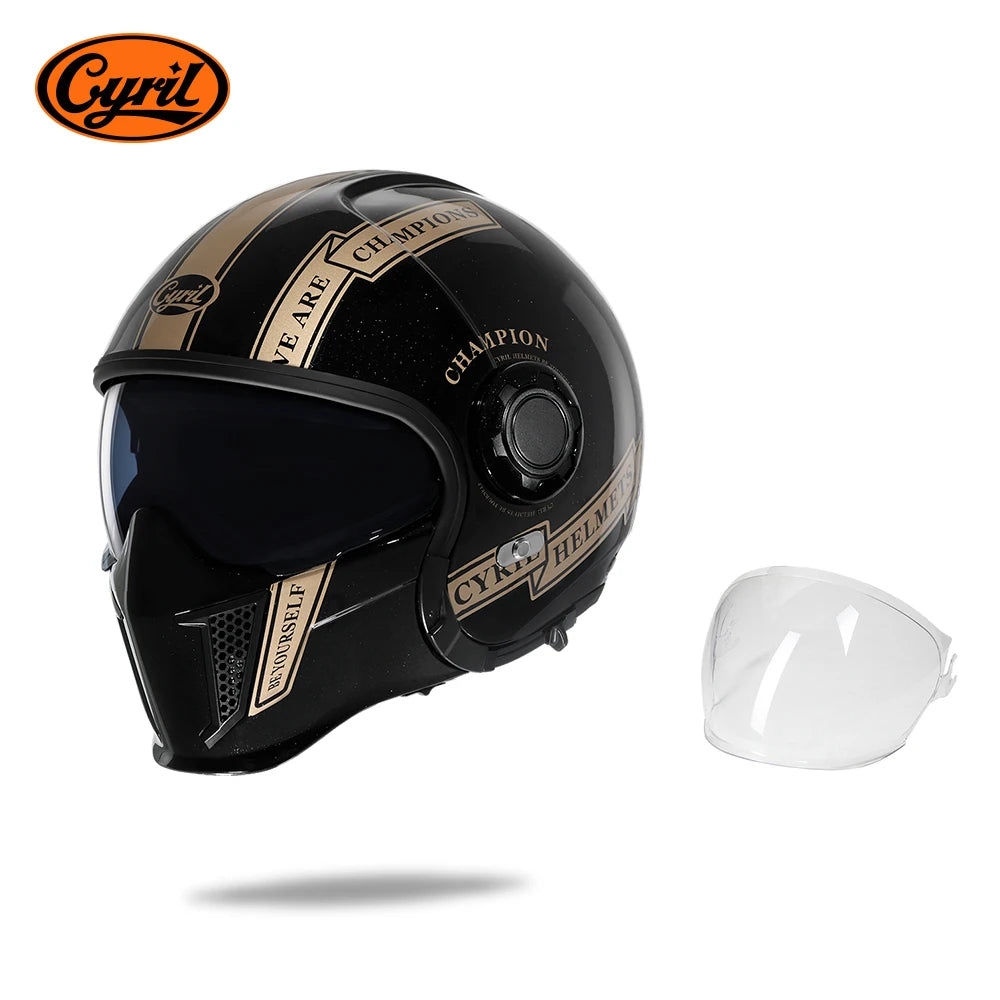 Casque moto modulable rétro, mentonnière relevée - vue 7