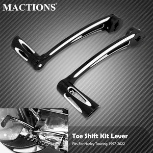 Levier de sélecteur talon-pointe CNC noir avec pontets pour Harley-Davidson Softail (1986-2017), Touring (1988 et +) et Trike (2008 et +) – photo 1/7