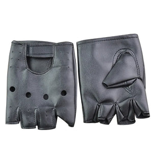 Gants moto sans doigts en cuir noir - vue - vue 6