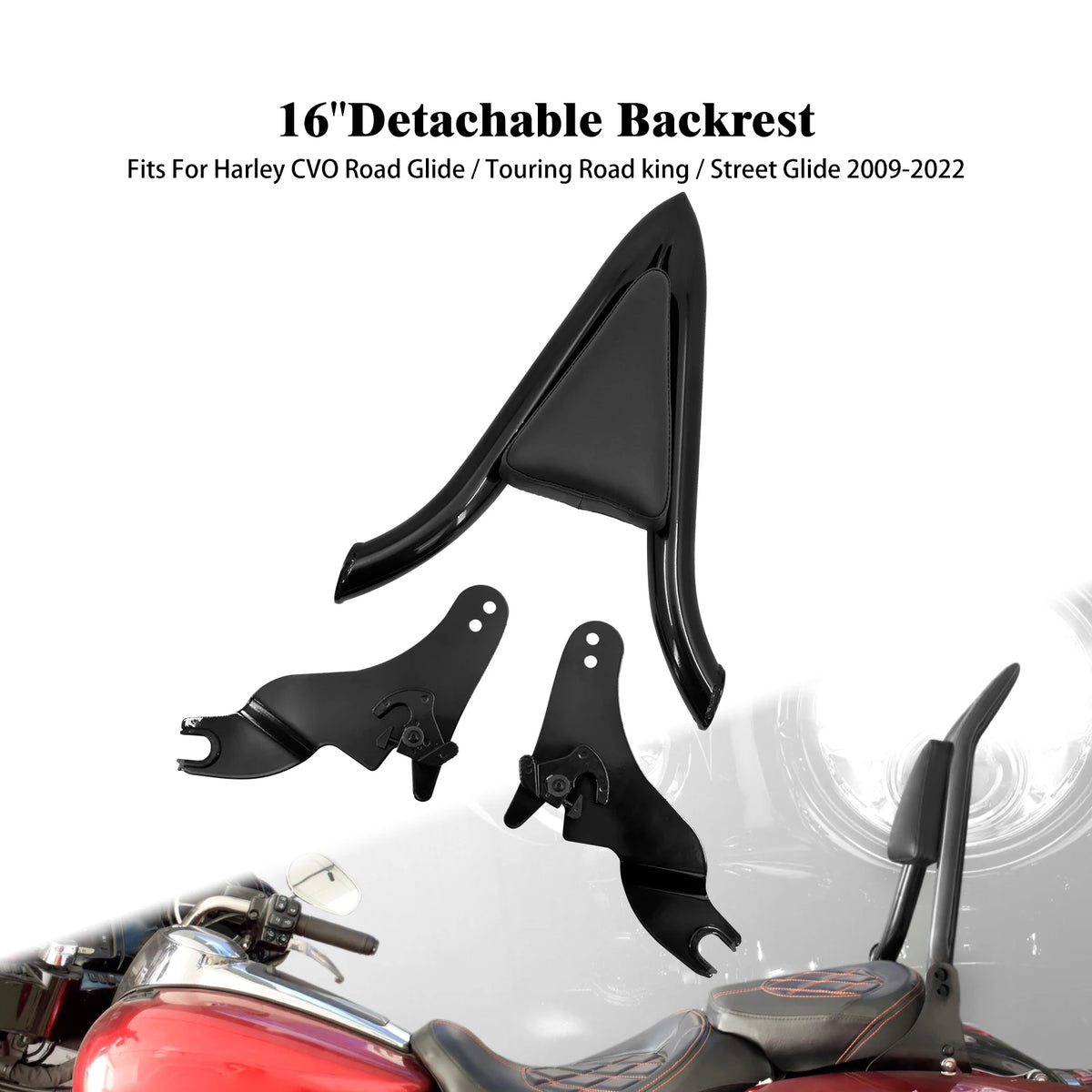 Dossier Passager Amovible 16'' (Sissy Bar) - Harley-Davidson Touring 2009-2025 – photo 1/6