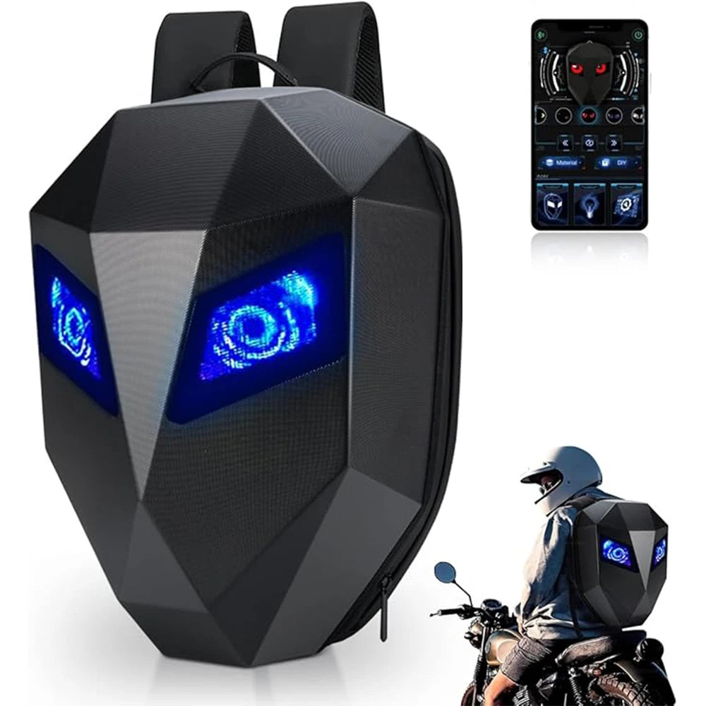 Sac à dos rouge à coque rigide avec écran LED - vue 8