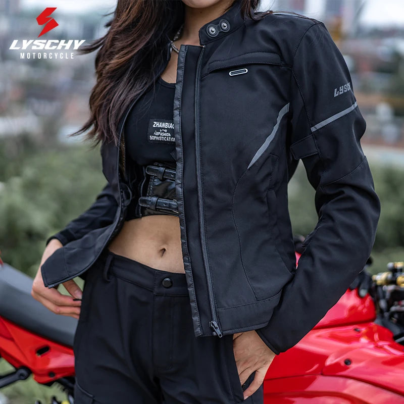 Ensemble blouson et pantalon moto femme noir hiver - vue de face - vue 2