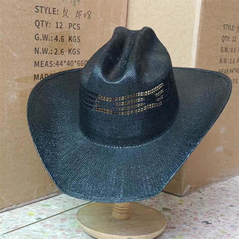 Chapeau cowboy en paille tressée main - protection solaire - vue 9