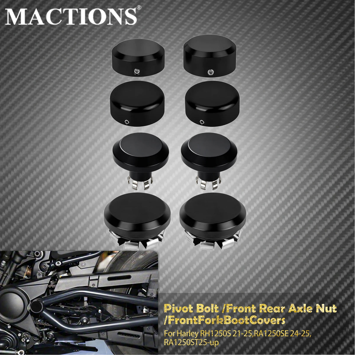 Kit Caches Écrou d'Axe et Fourche - Harley-Davidson Sportster S RH1250S 2021-2025 – photo 1/10