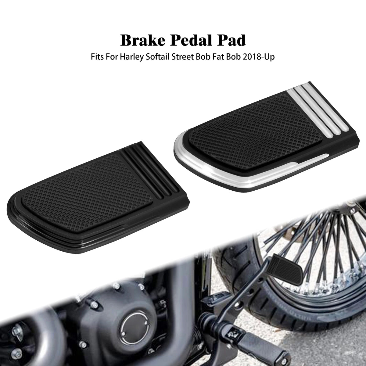 Cache de pédale de frein noir CNC pour Harley-Davidson Softail - vue 1