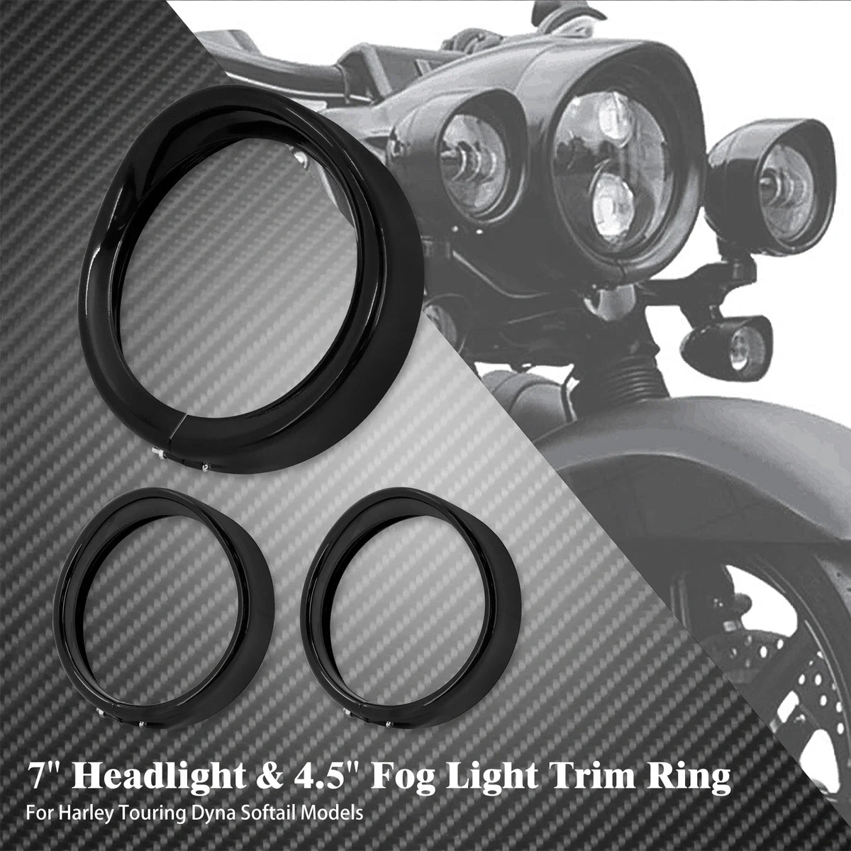 Cerclages de phare 7 pouces pour Harley Touring - vue 7