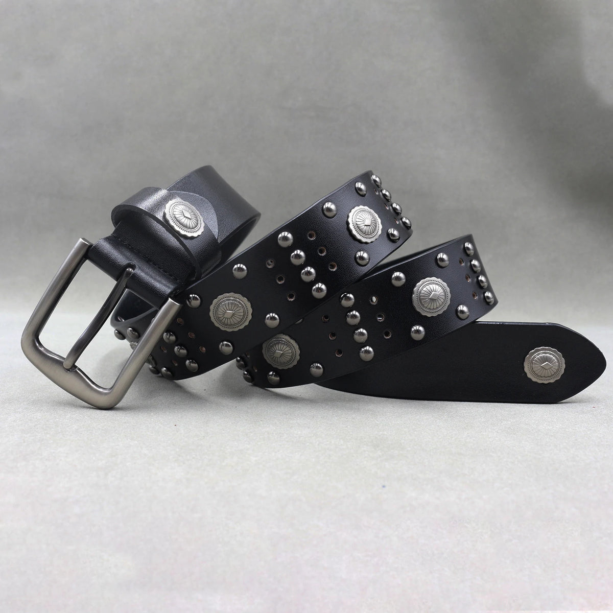 Ceinture en cuir véritable cloutée style rock - vue 19
