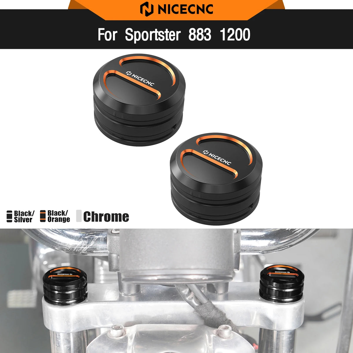 Caches d'Étrier de Fourche Supérieurs (Paire) Aluminium - Harley-Davidson Sportster 883/1200 – photo 1/9