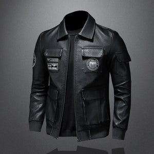 Blouson moto homme simili cuir vintage noir - vue - vue 2