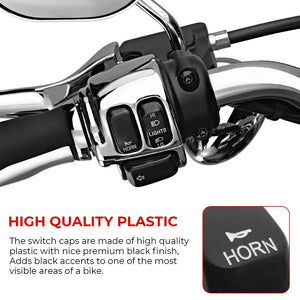 Capuchons de boutons de commodo noirs pour Harley Sportster et Dyna - vue 3