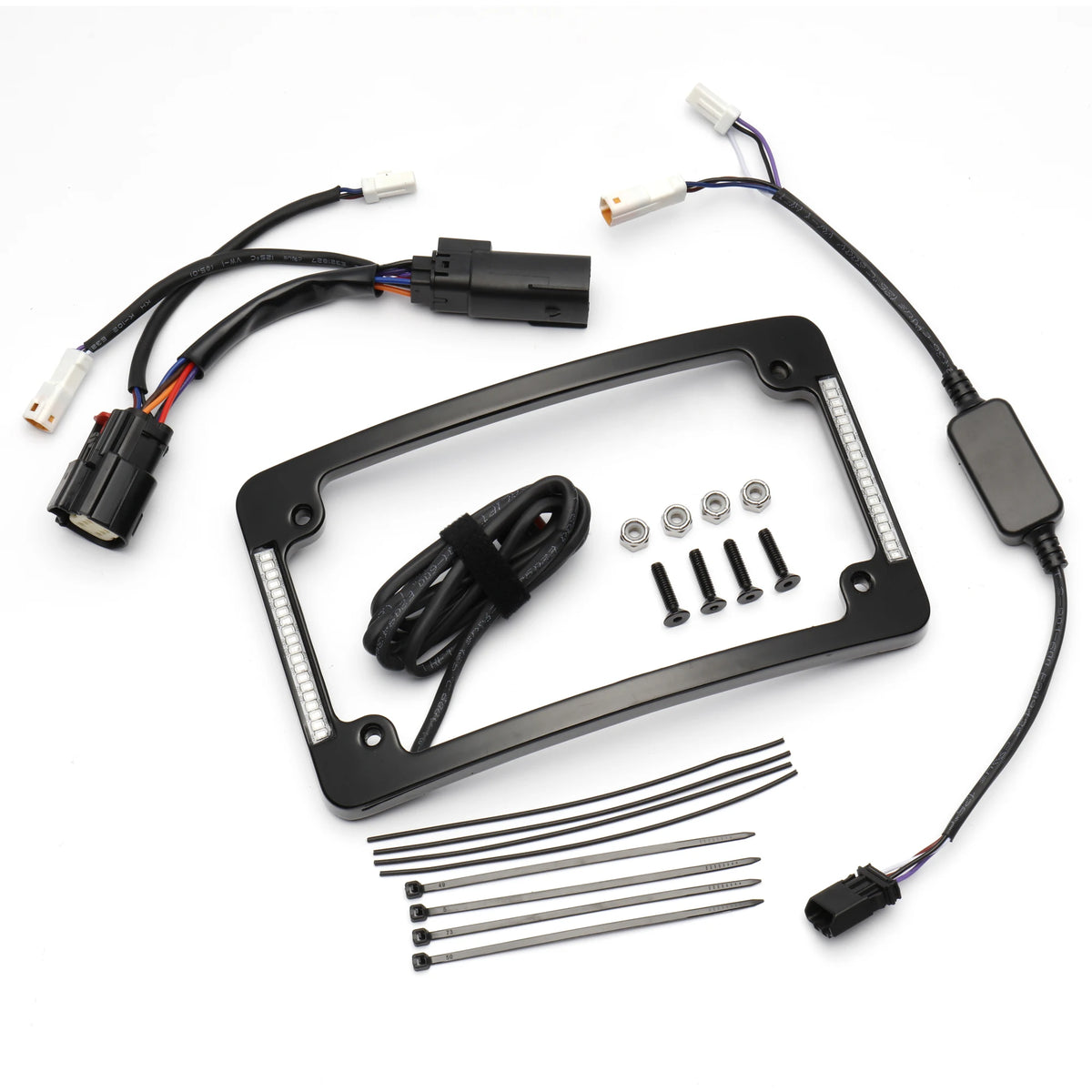 Cadre de plaque d'immatriculation avec éclairage LED pour Harley-Davidson Street Glide, Road Glide, Road King, Ultra Limited – photo 1/6